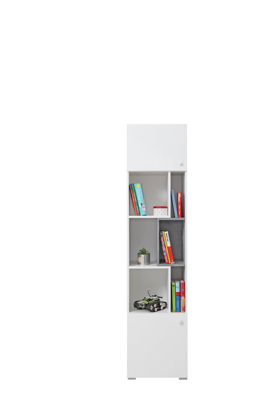 Schlafzimmer Set – 6 Teile – SIGMA System – Weiß / Grau – Komplettes Set für Kinder & Jugendliche