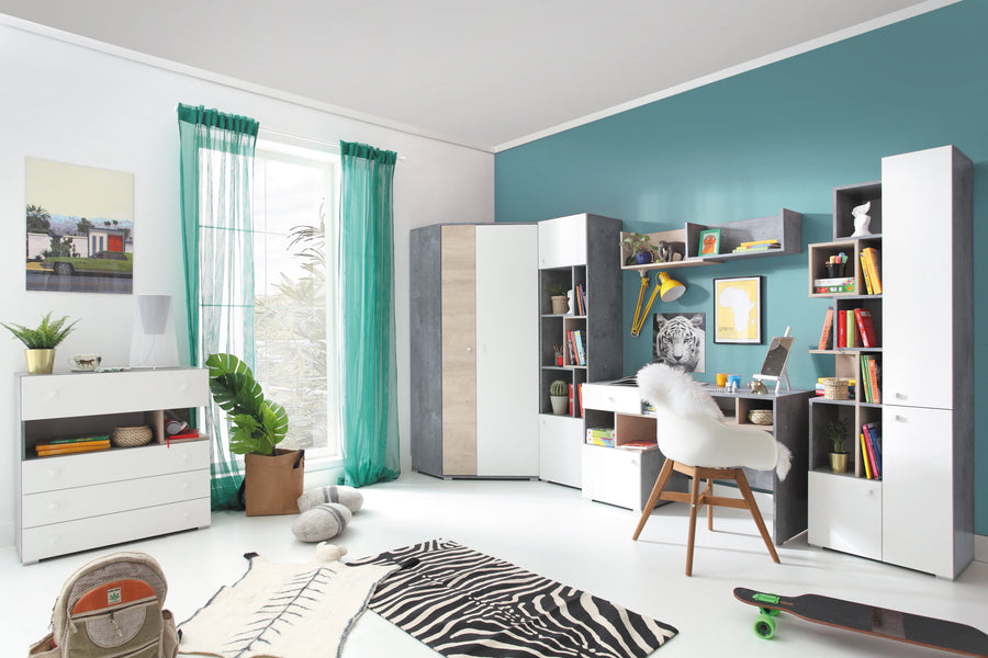Schlafzimmer Set – 6 Teile – SIGMA System – Weiß / Sonoma Eiche – Funktionales Komplettset für moderne Räume
