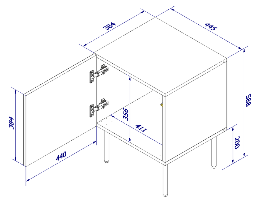 Nachttisch – PALAZZO – 45 cm, modernes 2er-Set mit Push-Click System
