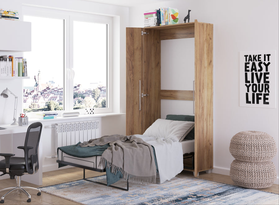 Klappbett – TEDDY – Platzsparendes vertikales Wandbett mit integriertem Rahmen