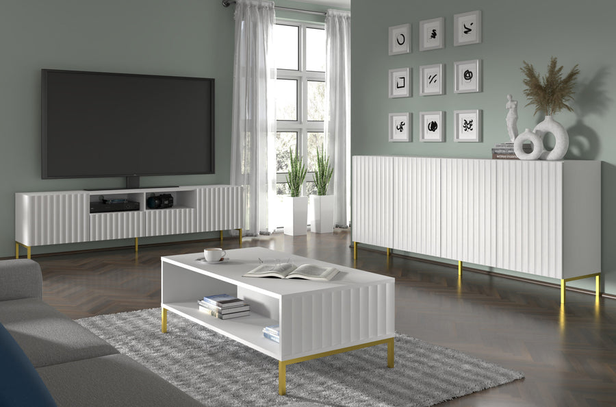 Couchtisch – WAVE – 90 cm Wohnzimmertisch mit Ablage