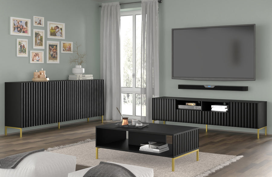 Couchtisch – WAVE – 90 cm Wohnzimmertisch mit Ablage