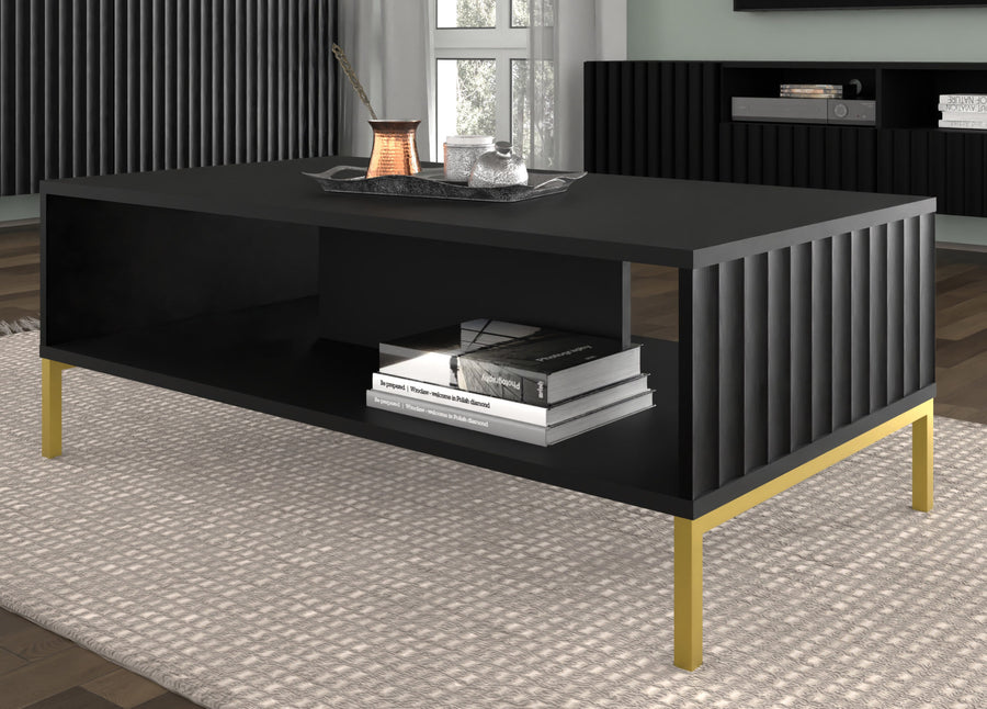 Couchtisch – WAVE – 90 cm Wohnzimmertisch mit Ablage