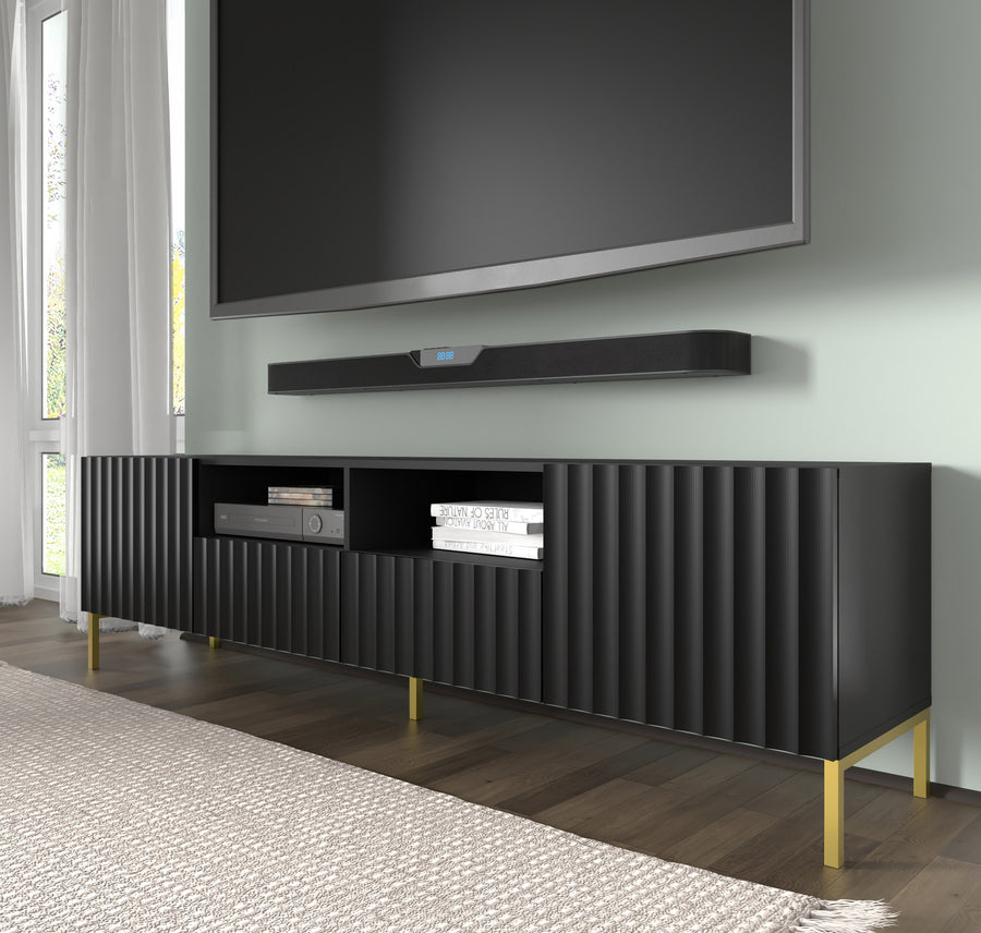 TV-Lowboard – WAVE – 200 cm Lowboard mit Fräsfronten