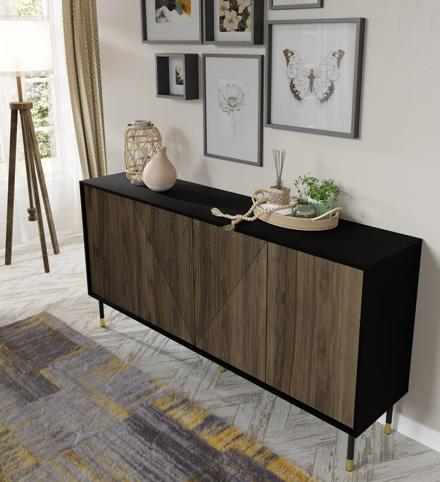 Sideboard – WOODY – 180 cm Modernes Aufbewahrungsmöbel mit Push-to-Open und Holzoptik
