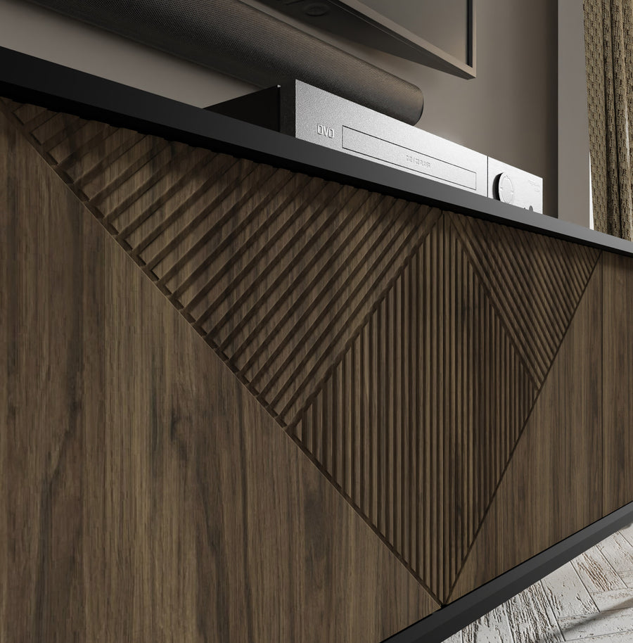 Sideboard – WOODY – 180 cm Modernes Aufbewahrungsmöbel mit Push-to-Open und Holzoptik