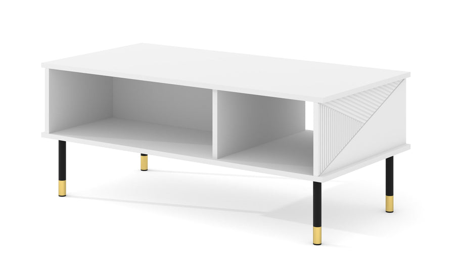 Couchtisch – WOODY – 110 cm Moderner Wohnzimmertisch mit Ablage und Holzoptik