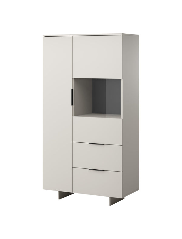 Vitrine – CALMA – 90 cm, moderne Standvitrine mit Schubladen und Glasfront