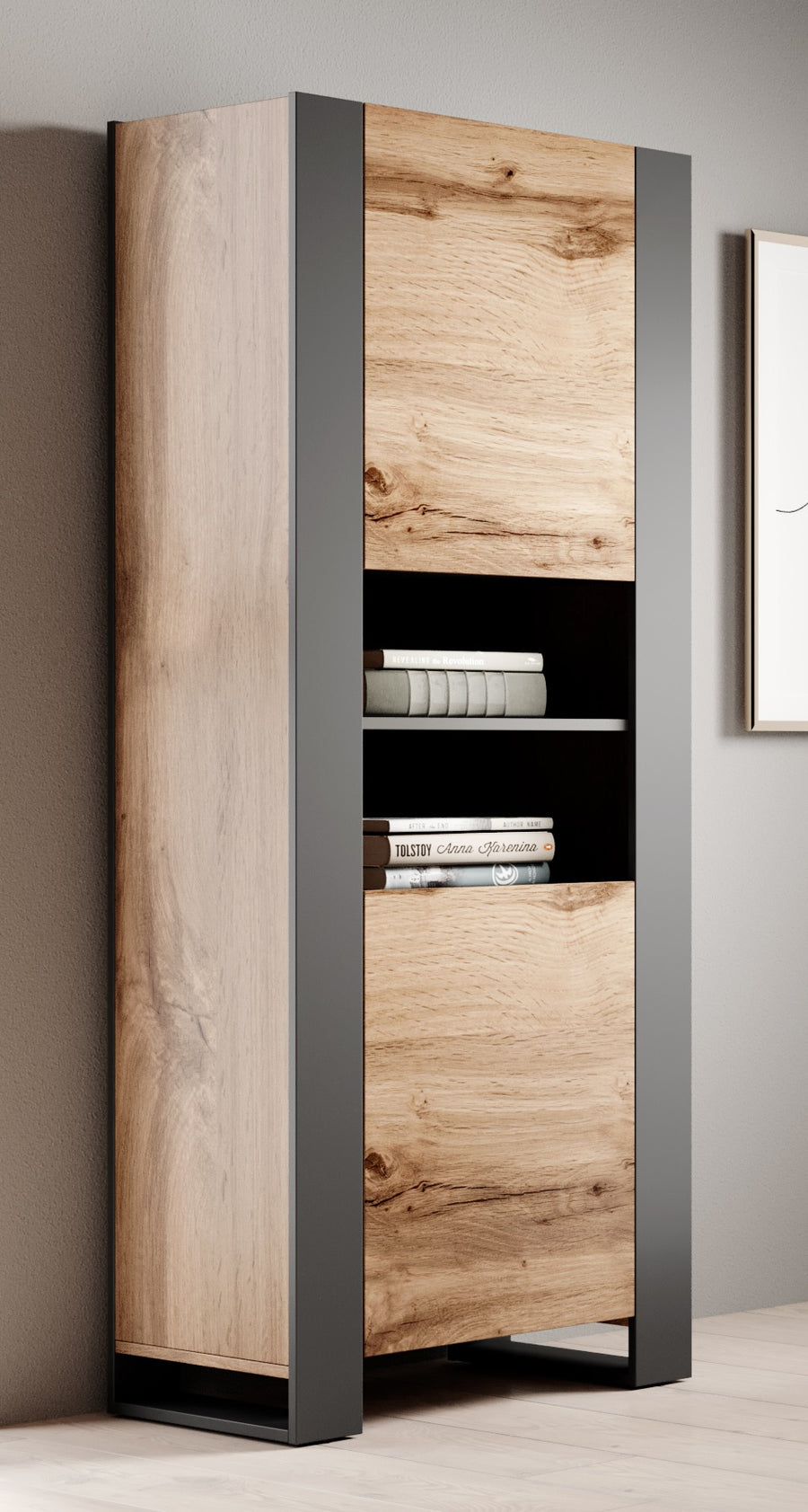 Vitrine – WOOD – Moderner Hochschrank in Holzoptik 171 cm