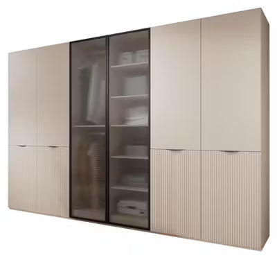 Kleiderschrank – Nordic – Schranksystem mit gefrästen Fronten und vielseitigem Stauraum