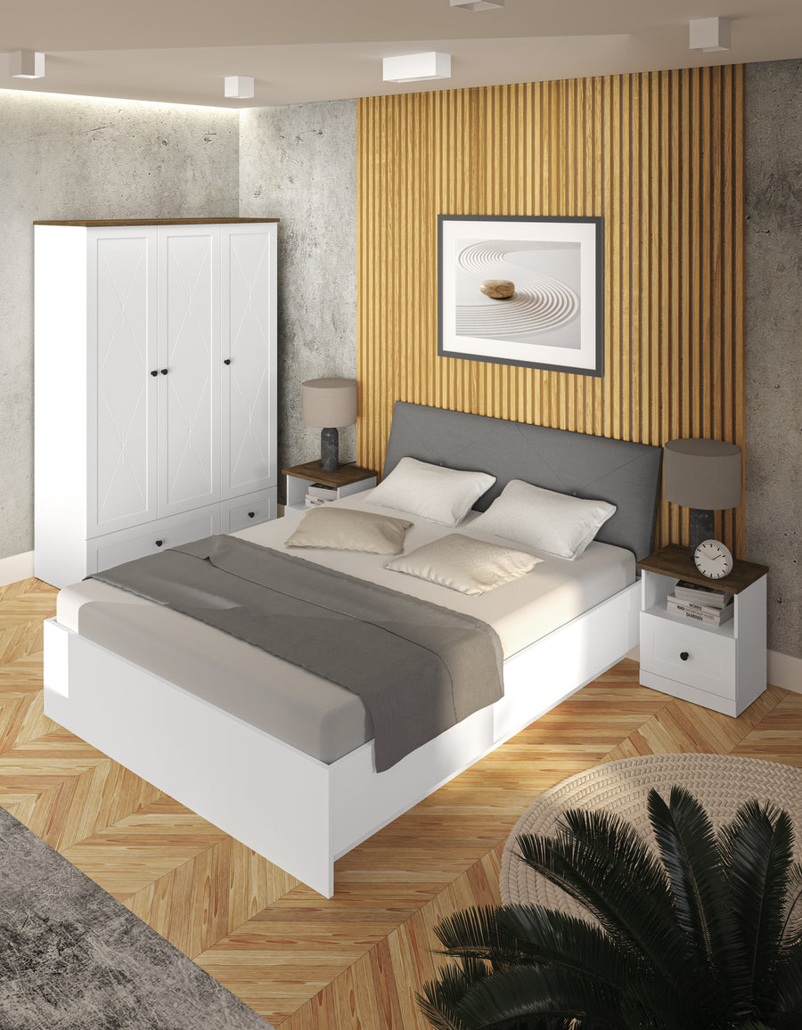 Bett – LILLE – Zeitlose Eleganz im Landhausstil Ohne Matratze