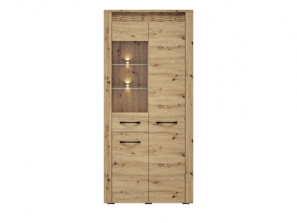 Vitrine – ARTIS 04 – Stilvolle Glasvitrine mit Holzoptik