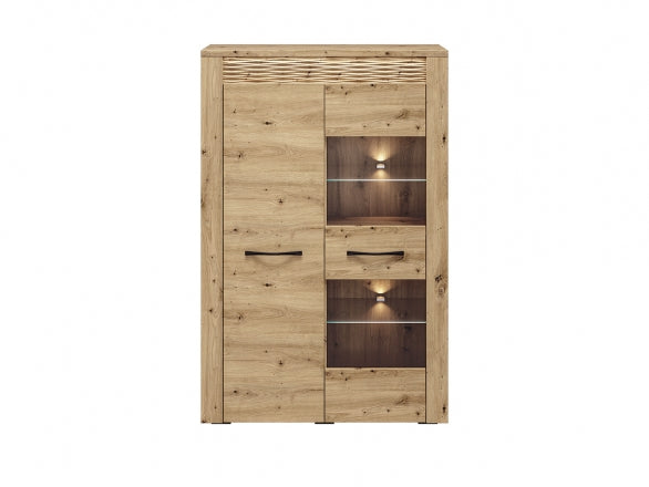 Vitrine – ARTIS 05 – Stilvolle Glasvitrine mit edler Holzoptik