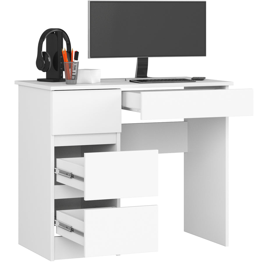 Schreibtisch – Kompakter Computertisch mit 4 Schubladen links
