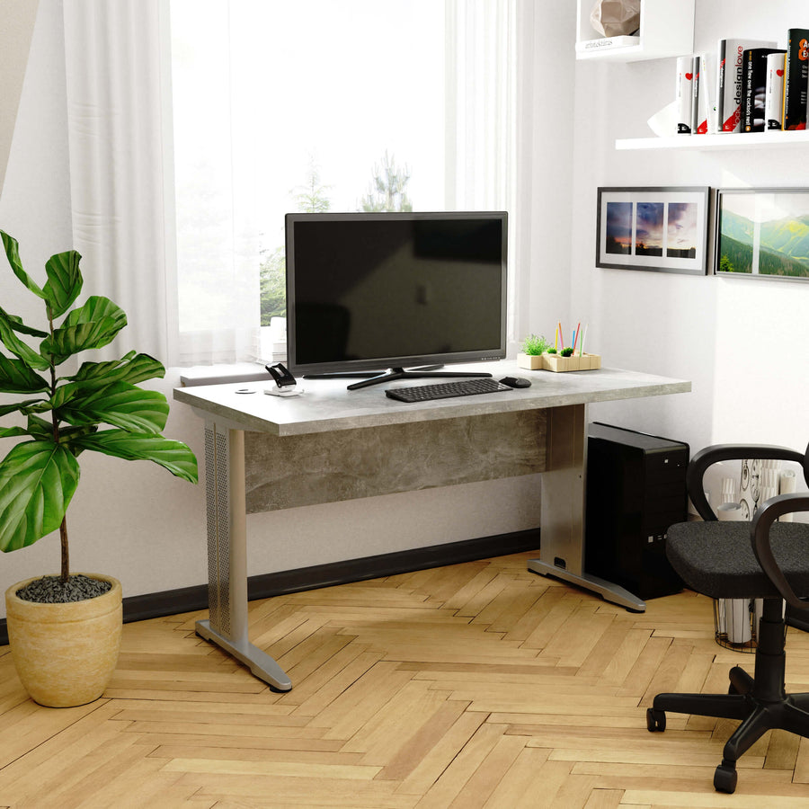 Schreibtisch – moderner Computer Schreibtisch mit Metallbeinen und großer Arbeitsfläche