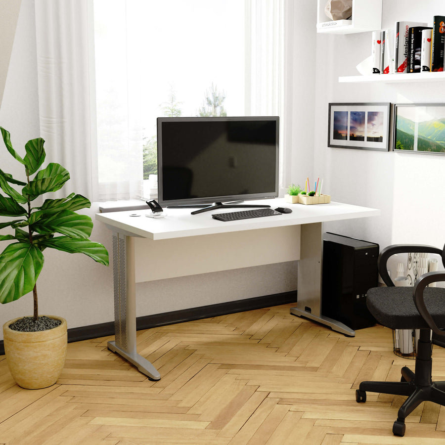 Schreibtisch – moderner Computer Schreibtisch mit Metallbeinen und großer Arbeitsfläche