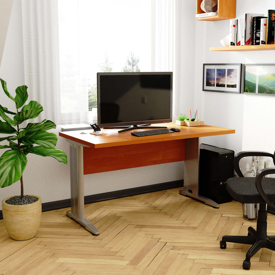 Schreibtisch – moderner Computer Schreibtisch mit Metallbeinen und großer Arbeitsfläche