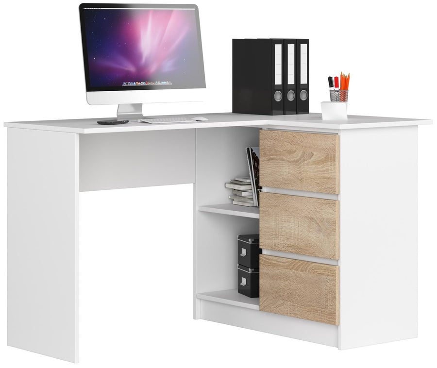Eckschreibtisch – Funktionaler Bürotisch mit drei Schubladen