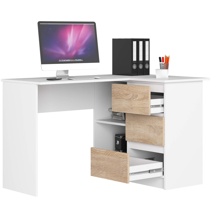 Eckschreibtisch – Funktionaler Bürotisch mit drei Schubladen