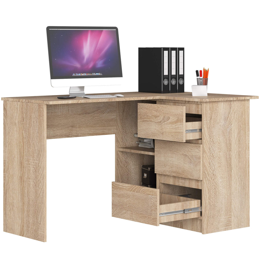 Eckschreibtisch – Funktionaler Bürotisch mit drei Schubladen