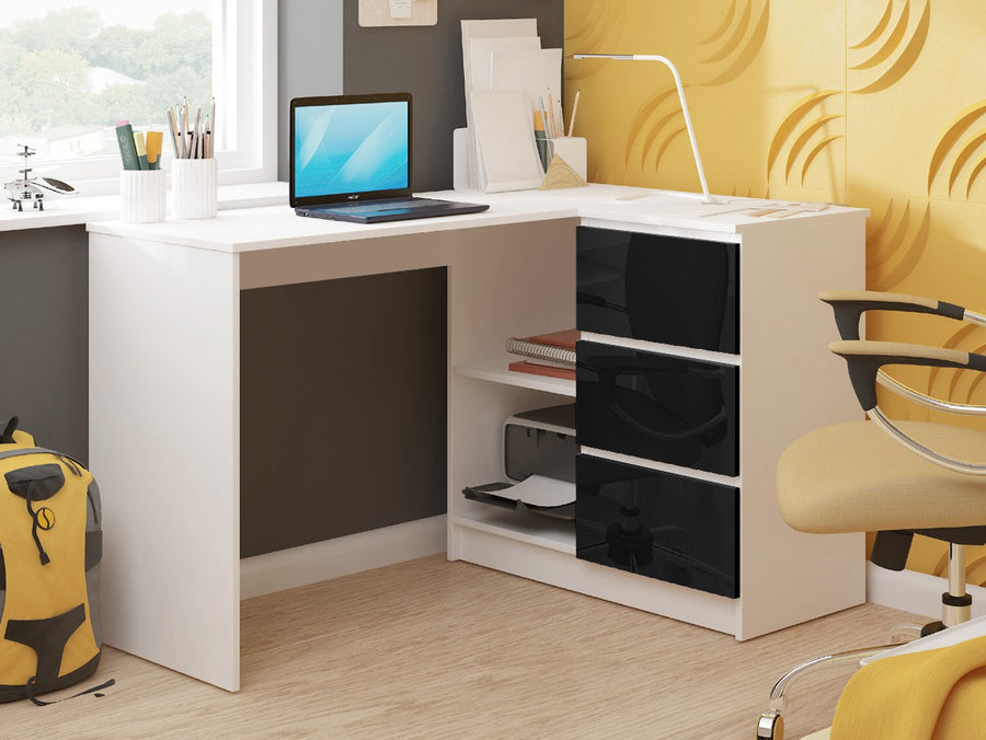 Eckschreibtisch – Funktionaler Bürotisch mit drei Schubladen
