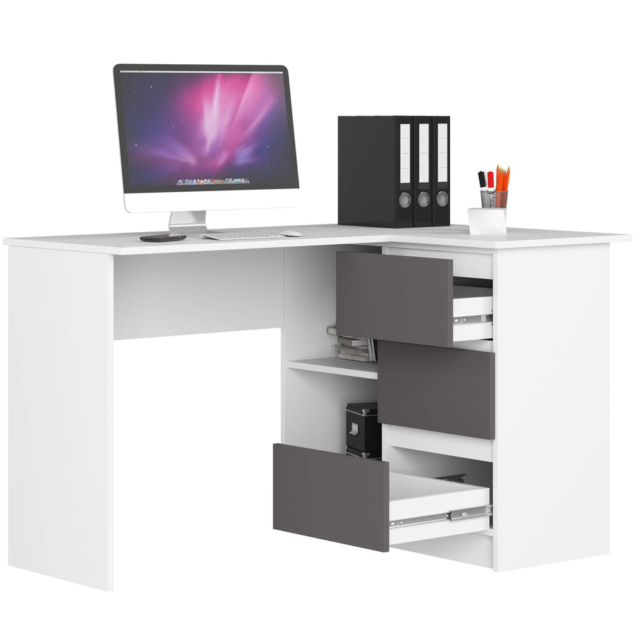 Eckschreibtisch – Funktionaler Bürotisch mit drei Schubladen