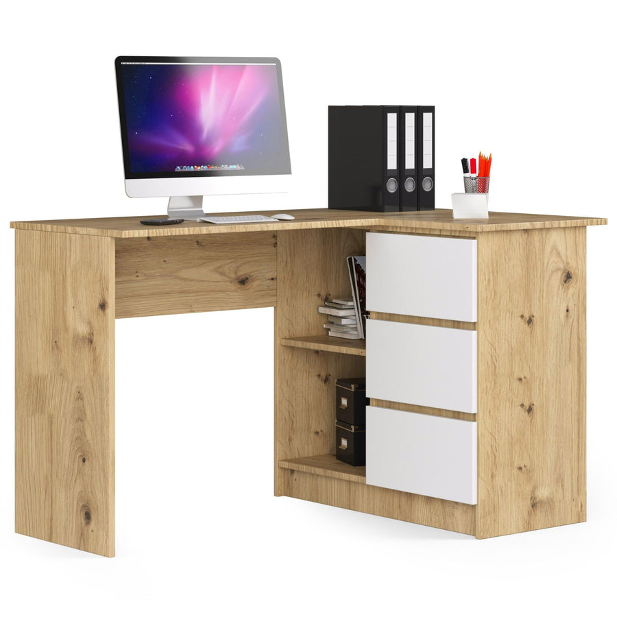 Eckschreibtisch – Funktionaler Bürotisch mit drei Schubladen