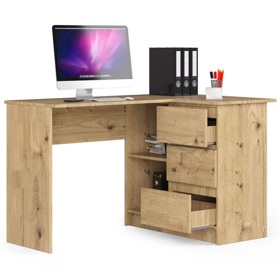 Eckschreibtisch – Funktionaler Bürotisch mit drei Schubladen