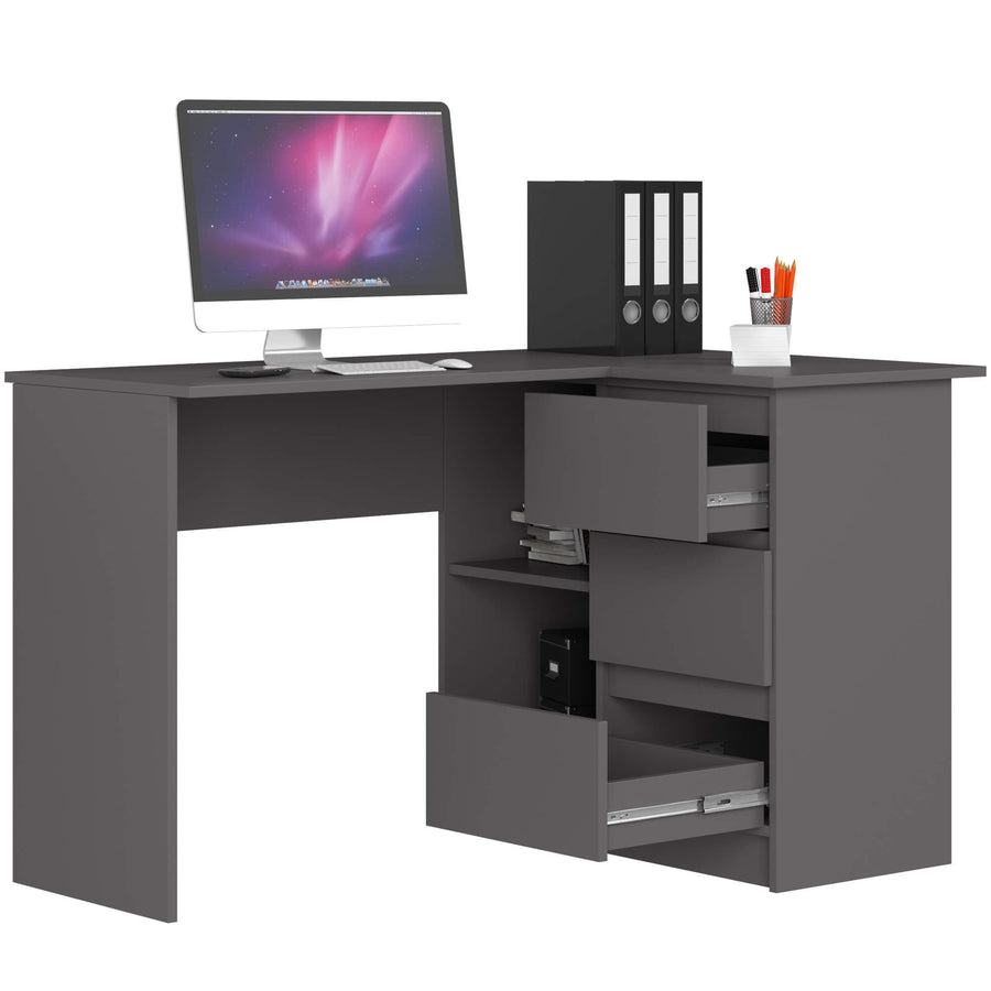 Eckschreibtisch – Funktionaler Bürotisch mit drei Schubladen