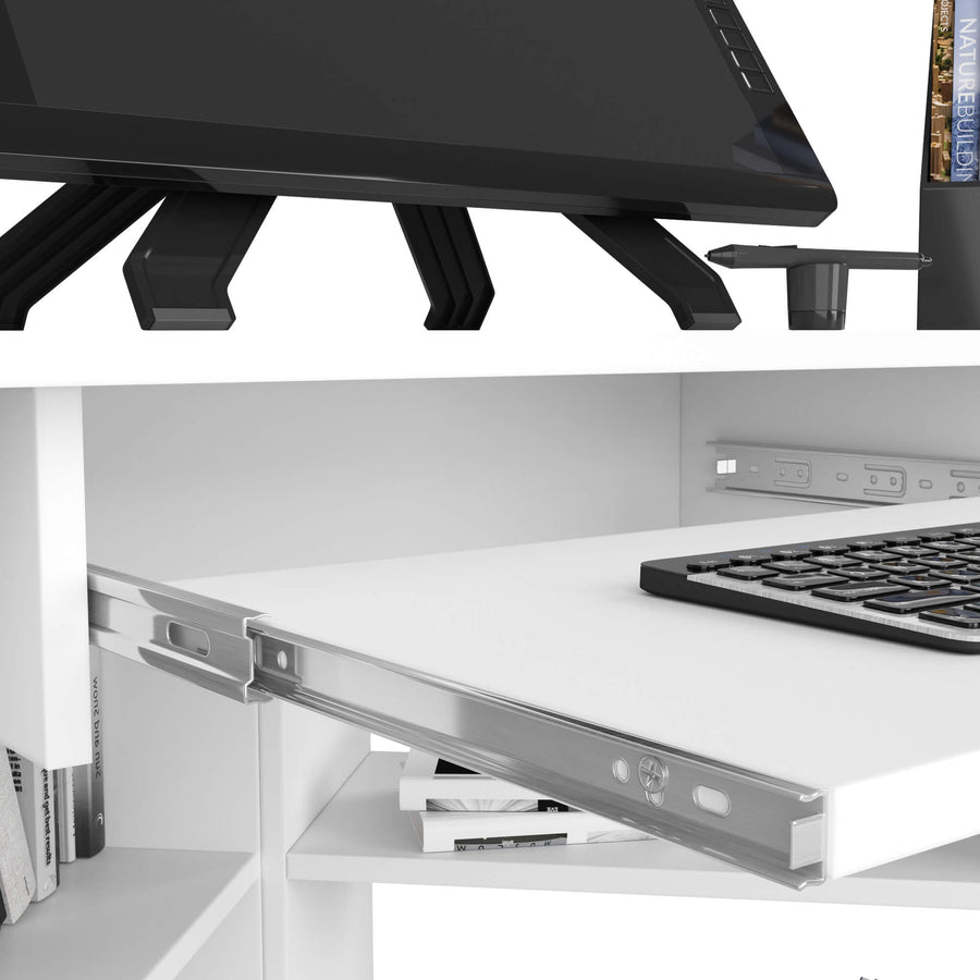 Eckschreibtisch – TED – Platzsparender Computertisch mit Regalfächern