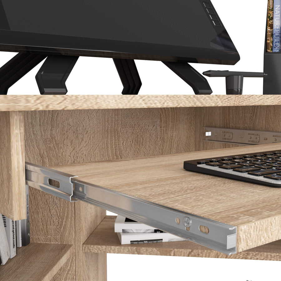 Eckschreibtisch – TED – Platzsparender Computertisch mit Regalfächern