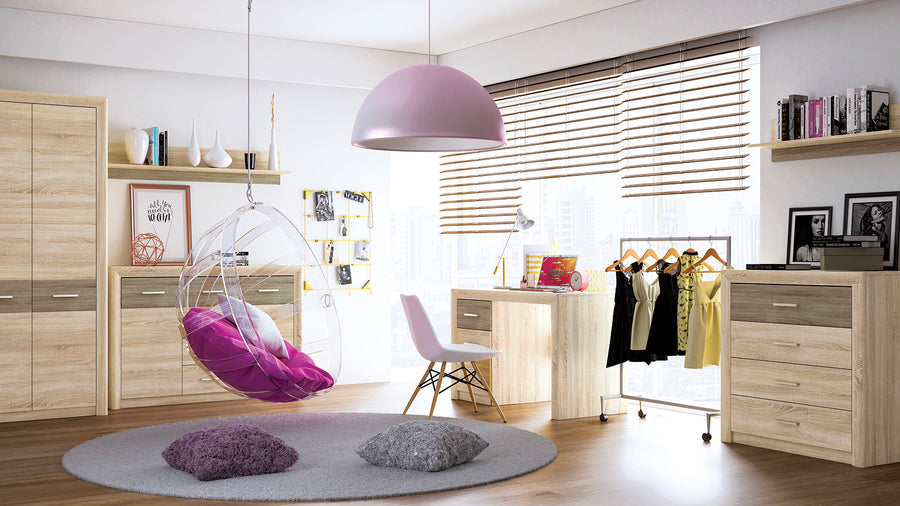 Kleiderschrank – CASTEL 01 – Geräumiger Drehtürenschrank mit Holzoptik