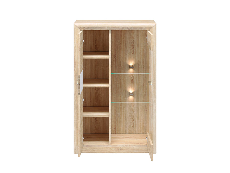Kompaktvitrine – CASTEL 06/S – Moderne Wohnzimmer Vitrine mit Glasanteil