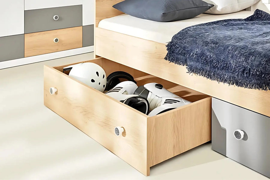 Bett – PIXEL System – 90–120 cm – Funktionales Einzelbett für Kinderzimmer Ohne Matratze