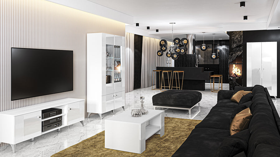 TV Lowboard – VILLA 06 – Weißer Hochglanz trifft elegante Linien