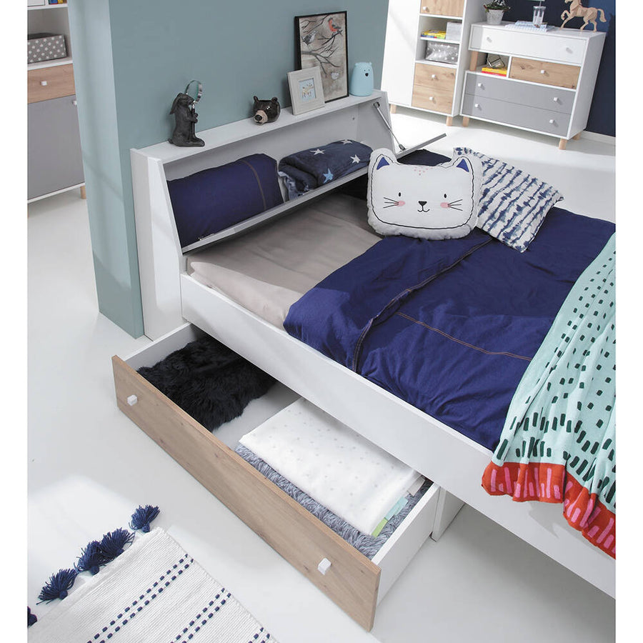 Schlafzimmer-Set – FARO – 5 Teile, Grau / Weiß, modern