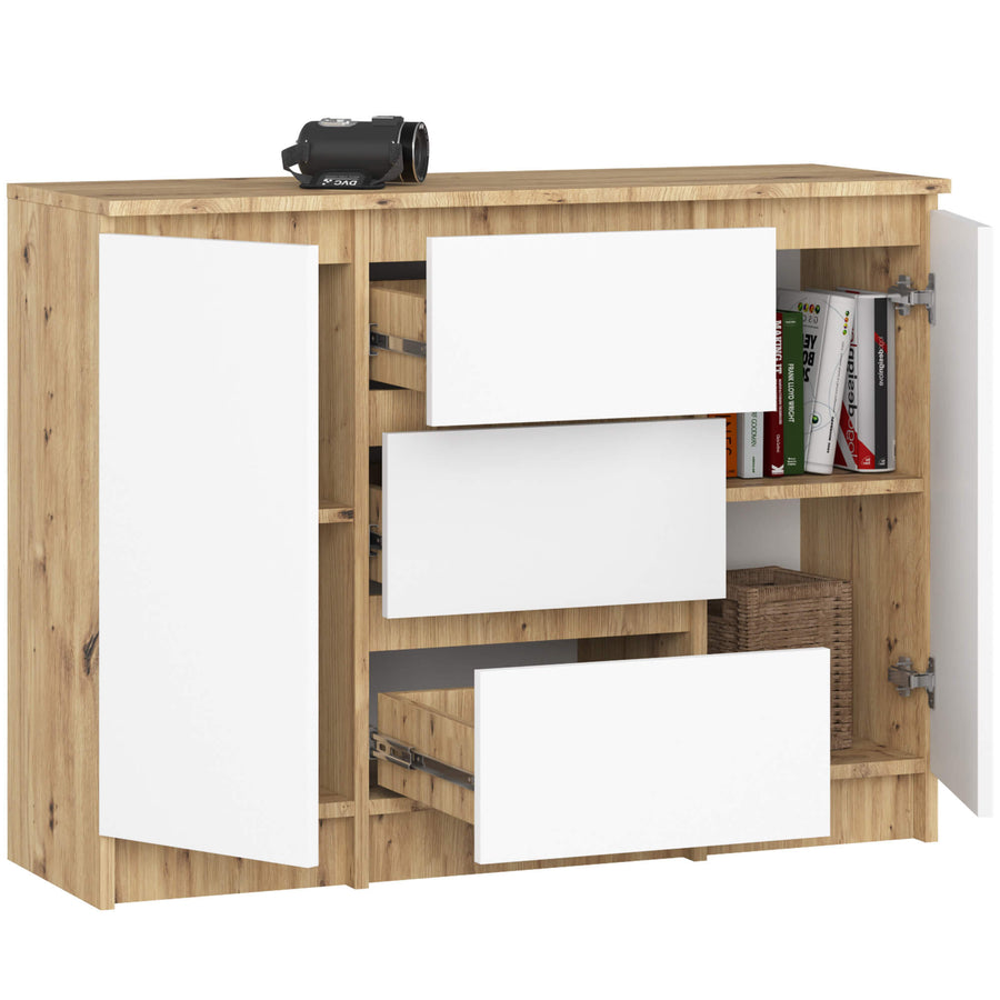 Kommode – CLP – Funktionale Kommode mit 2 Türen und 3 Schubladen