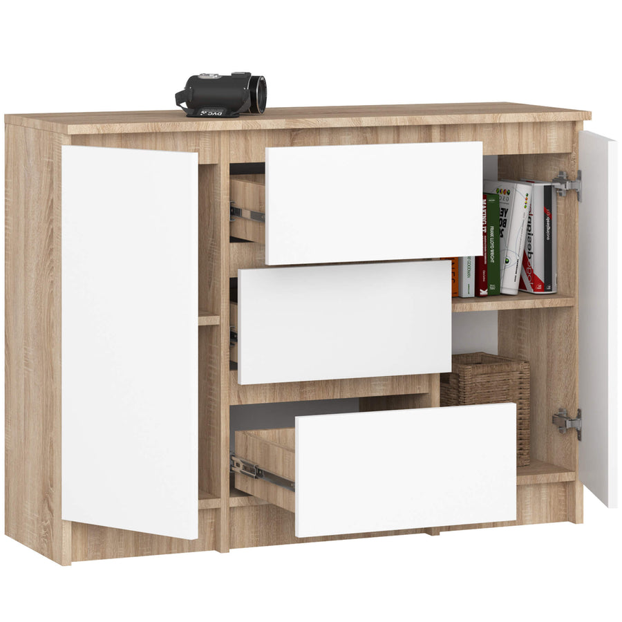 Kommode – CLP – Funktionale Kommode mit 2 Türen und 3 Schubladen