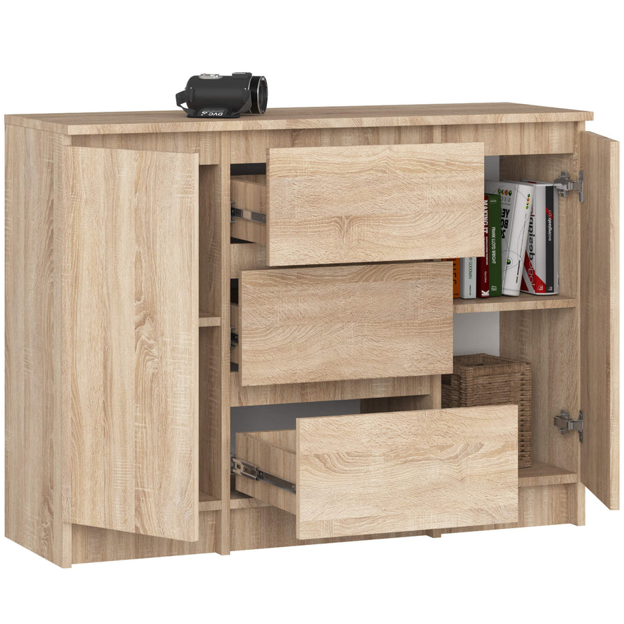 Kommode – CLP – Funktionale Kommode mit 2 Türen und 3 Schubladen