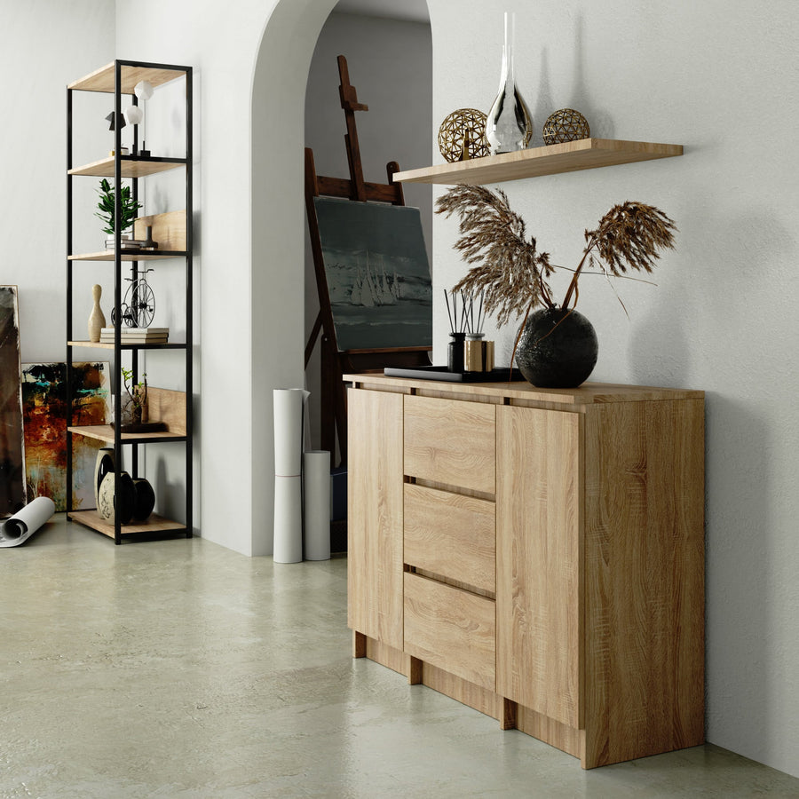 Kommode – CLP – Funktionale Kommode mit 2 Türen und 3 Schubladen