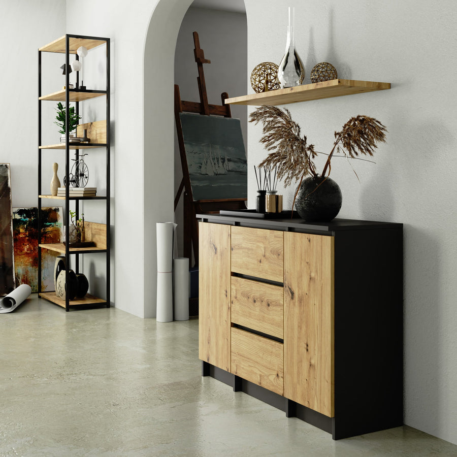 Kommode – CLP – Funktionale Kommode mit 2 Türen und 3 Schubladen