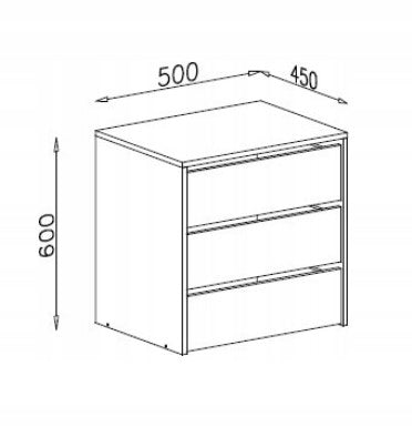 Kommode – DUCA – 50–60 cm – Kompakte Stauraumlösung mit 3 Schubladen