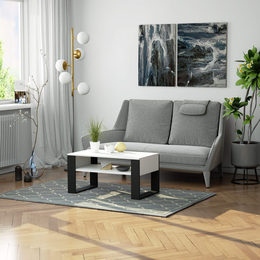 Couchtisch – DOMI – Moderner Wohnzimmertisch mit praktischer Ablage