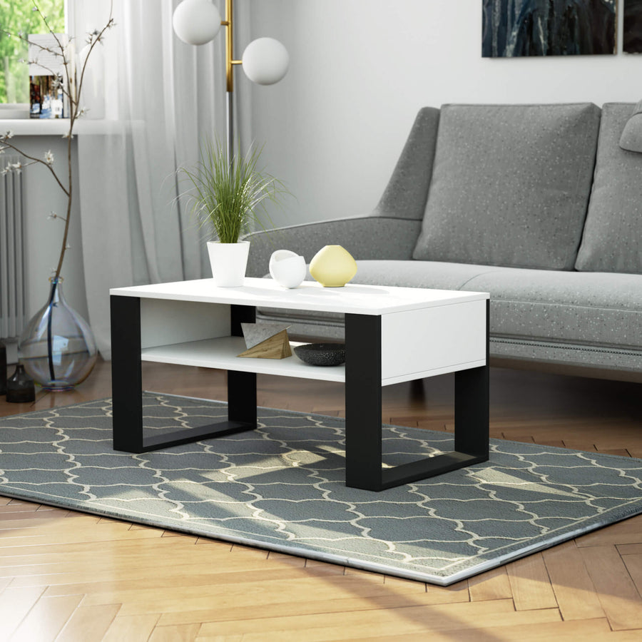 Couchtisch – DOMI – Moderner Wohnzimmertisch mit praktischer Ablage