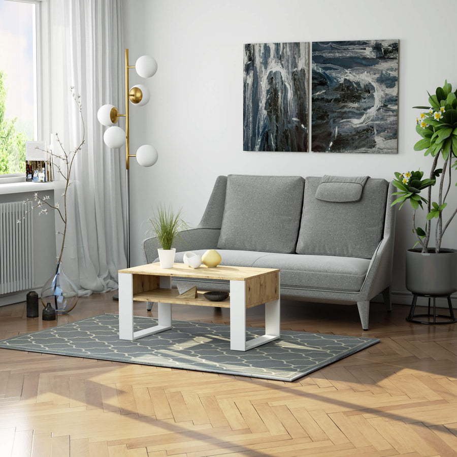Couchtisch – DOMI – Moderner Wohnzimmertisch mit praktischer Ablage