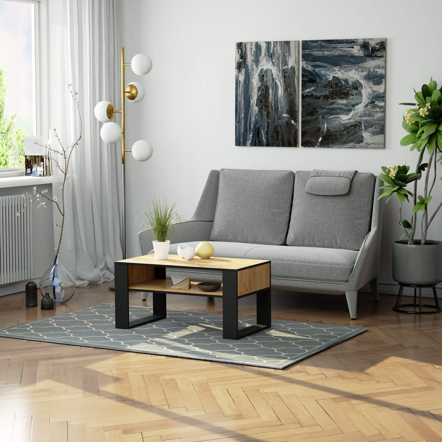 Couchtisch – DOMI – Moderner Wohnzimmertisch mit praktischer Ablage