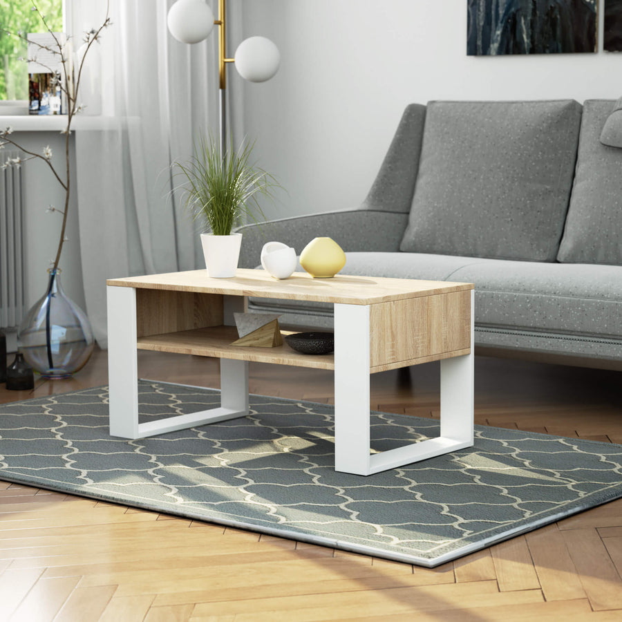 Couchtisch – DOMI – Moderner Wohnzimmertisch mit praktischer Ablage