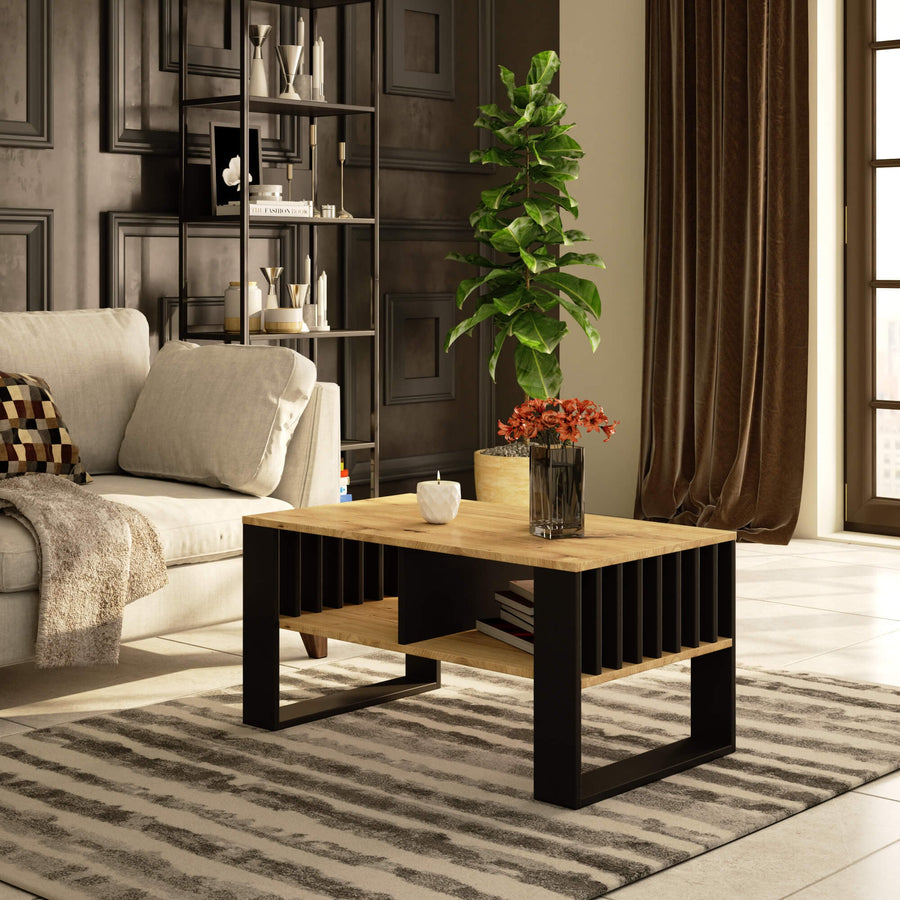 Couchtisch – ROCKFORD – Design Tisch mit Lamellen und modernem Look