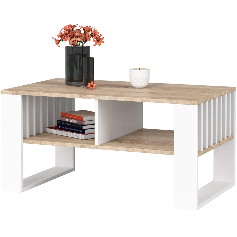 Couchtisch – ROCKFORD – Design Tisch mit Lamellen und modernem Look