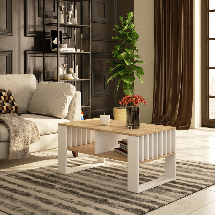 Couchtisch – ROCKFORD – Design Tisch mit Lamellen und modernem Look